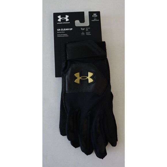 Under Armour 1365461 005 Men’s Sz Small Black/Gold Clean Up 21 Batting Gloves - Picture 6 of 6